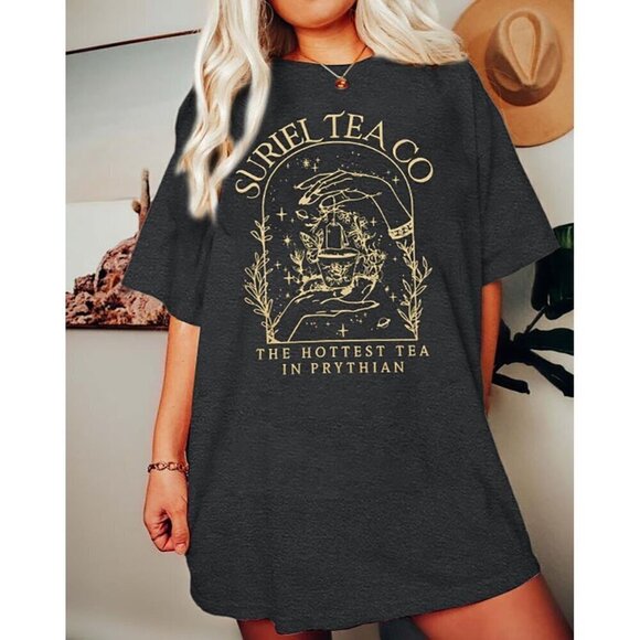 women's Polyester blend Oversized Graphic Tee  Suriel Tea Bookish Tshirt - Picture 3 of 6